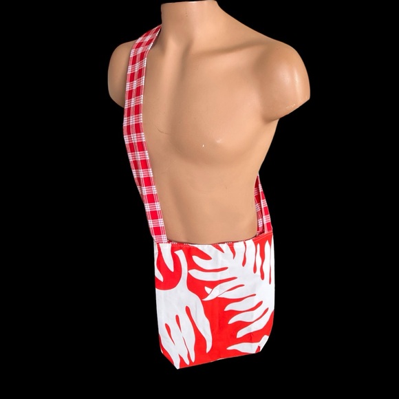 Handmade Hawaiian Palaka reversible fabric crossbody bag satchel - Picture 4 of 7